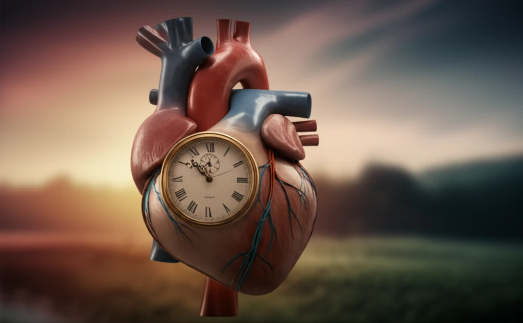 A heart with a clock inside, symbolizing time's impact on cardiovascular health.