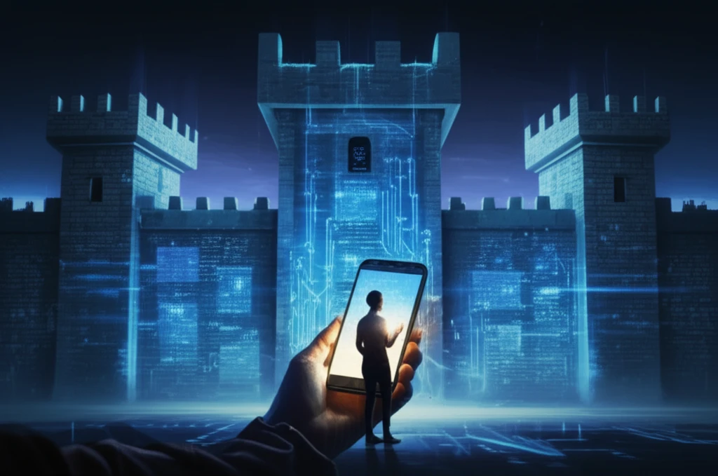 Digital fortress protected by multi-factor authentication.