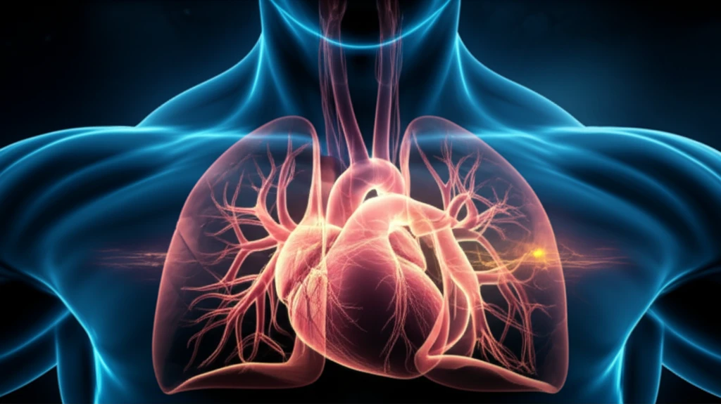 Interconnected heart and lungs symbolizing respiratory and cardiovascular health.