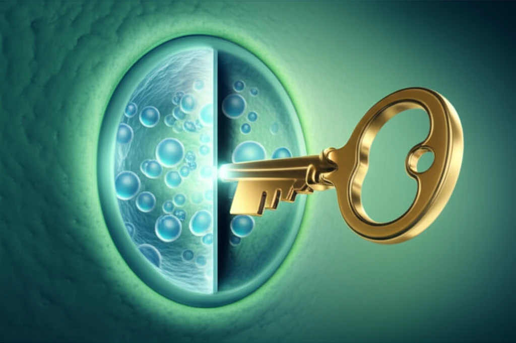 Key unlocking a cell to release glucose, representing insulin sensitivity