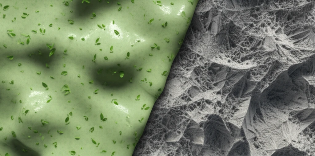 Microscopic comparison of geopolymer and Portland cement concrete structures.