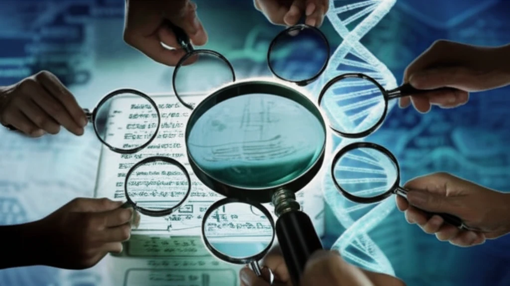 Hands reviewing scientific manuscript
