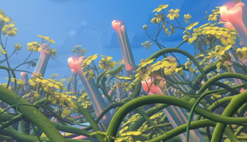 Stephania tetrandrine plants intertwined with glowing joint structures, symbolizing relief from rheumatoid arthritis pain.