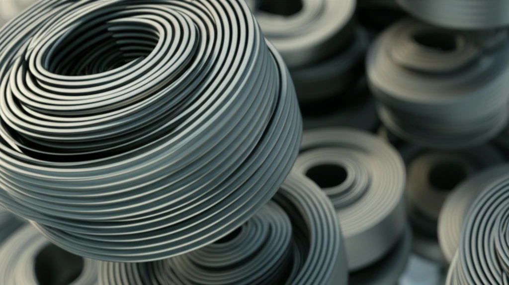 Futuristic alloy material with titanium and tungsten elements.