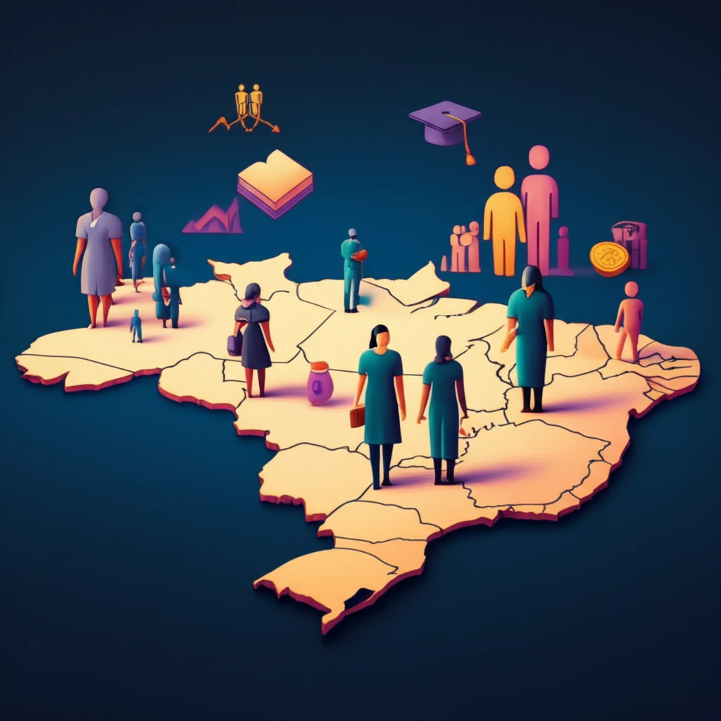 Surreal illustration of nurse migration in Brazil