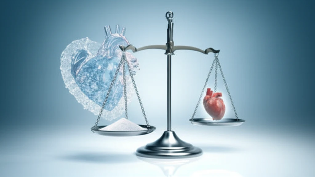 Digital illustration balancing salt and heart health.