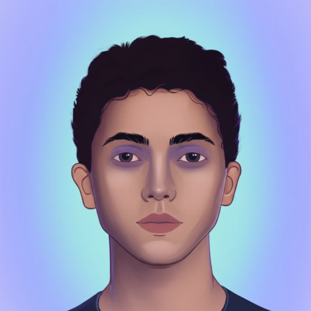 Young man with periorbital hematoma, a key sign of AL amyloidosis.