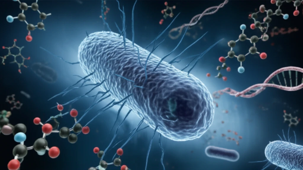 Abstract illustration of Chlamydia pneumoniae bacteria and DNA.