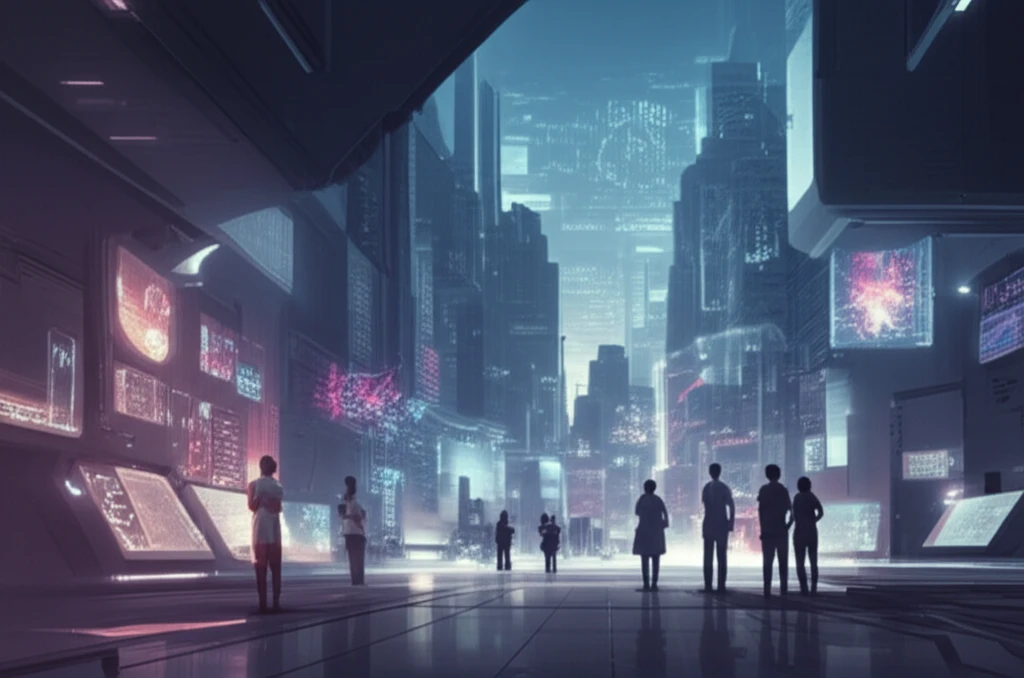 Brazilian cityscape transforming into futuristic lab, symbolizing science communication.