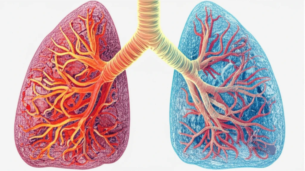 Illustration of lung cancer cells showing different blood flow patterns.