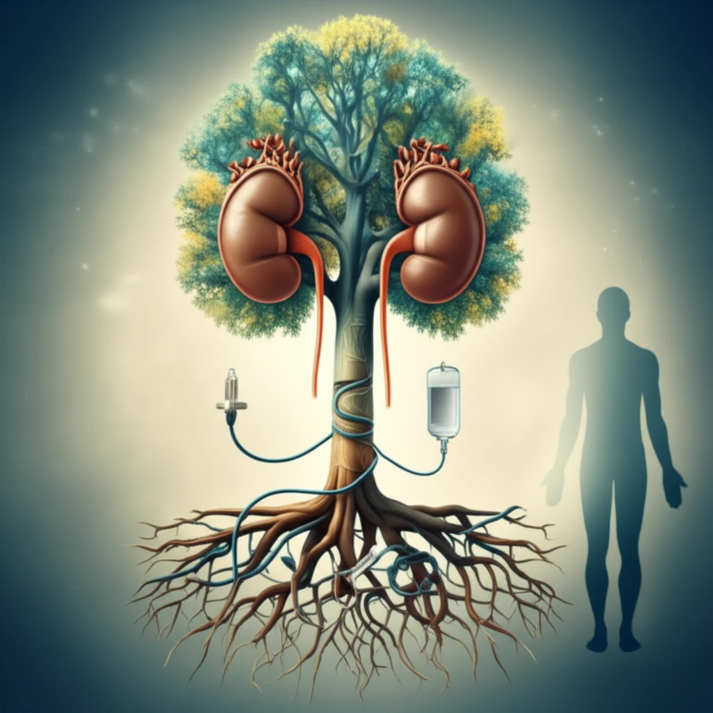 Symbolic illustration of urosepsis and urological intervention.