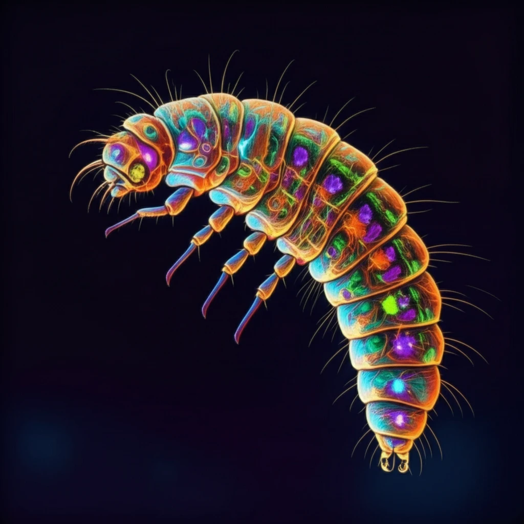 Drosophila larva with genetically marked neurons