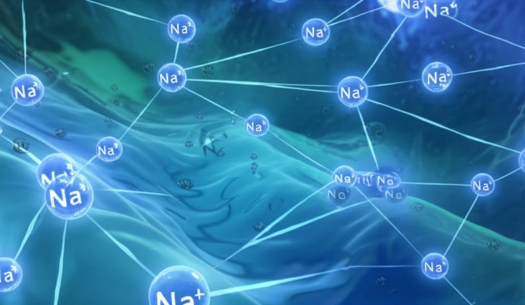 Surreal illustration of sodium network within tissue representing edema detection.