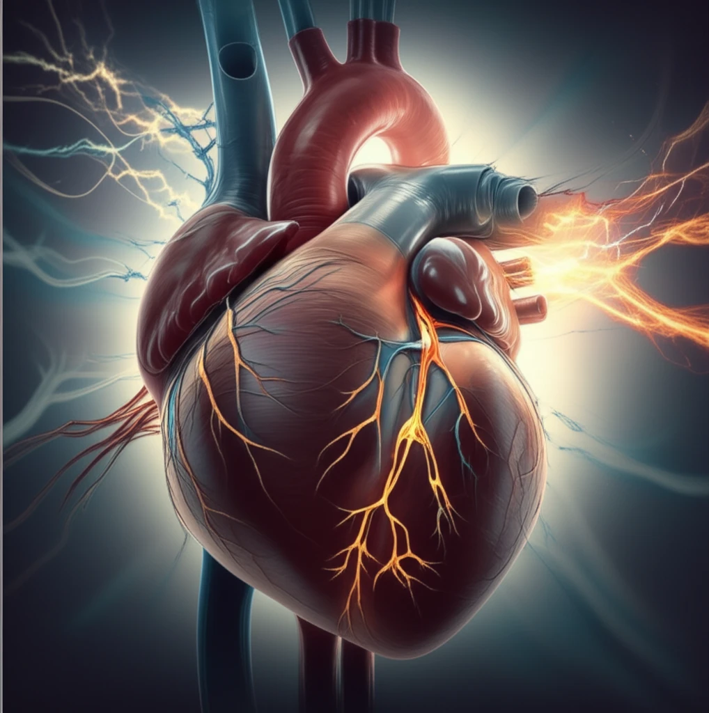 Heart rhythm being corrected by pacing, representing ATP-induced ventricular tachycardia.