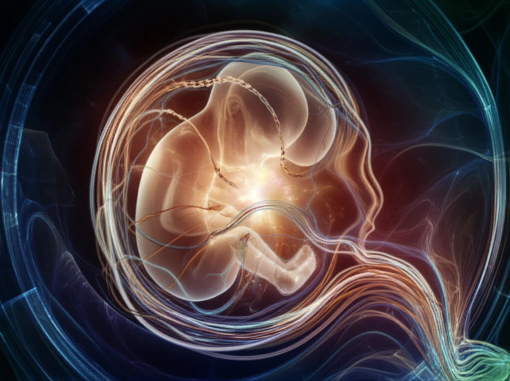 Protective womb symbolizing medical breakthroughs in neonatal care.