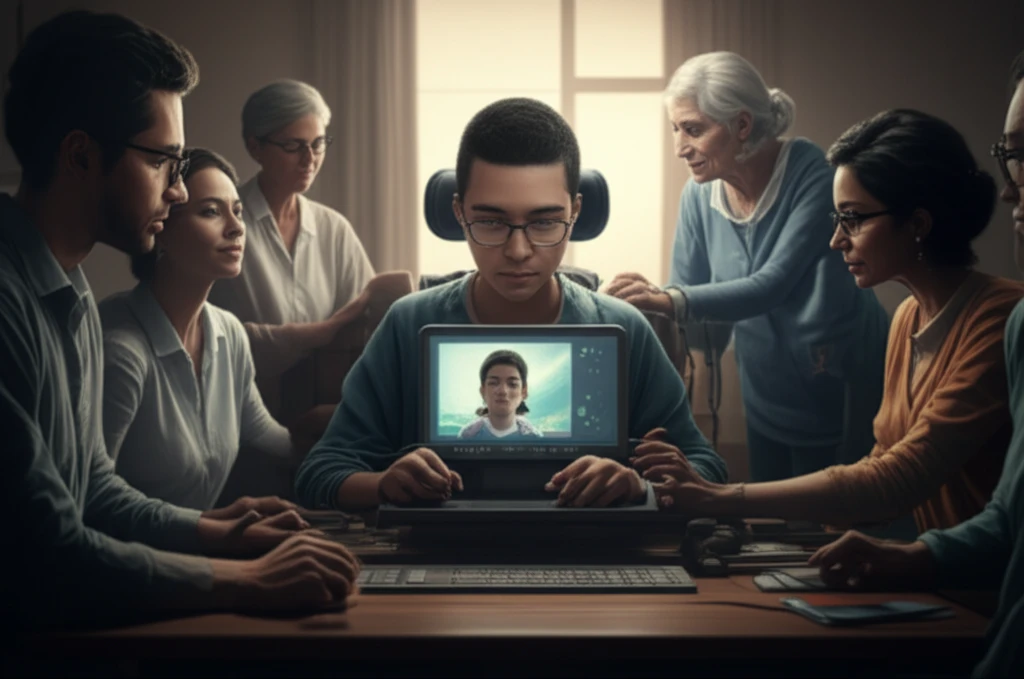 Supportive family using a communication device