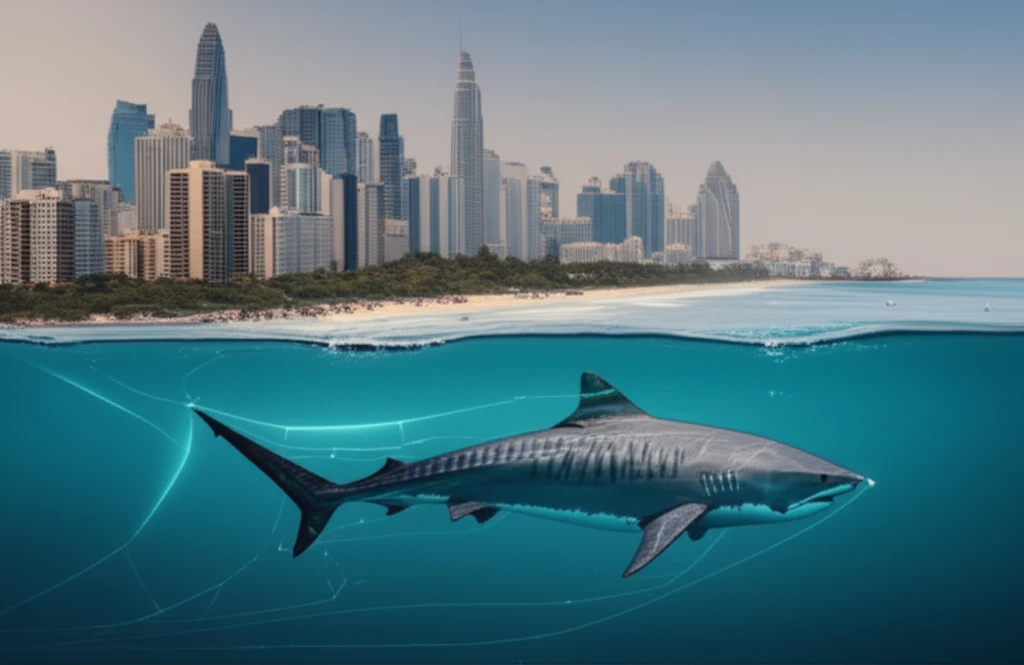 Tiger shark migration near urban coastline