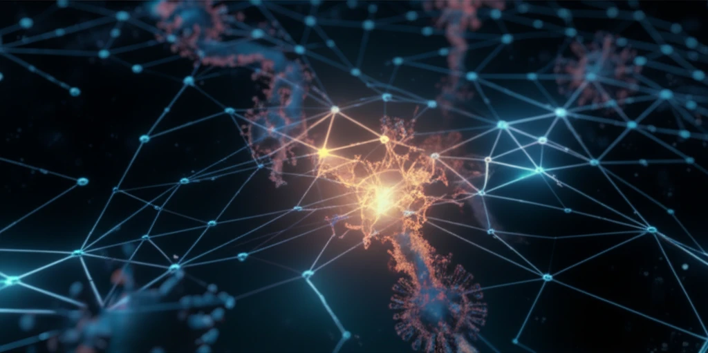 Immune system network disrupted by viral particles, with a flickering thioredoxin reductase node.