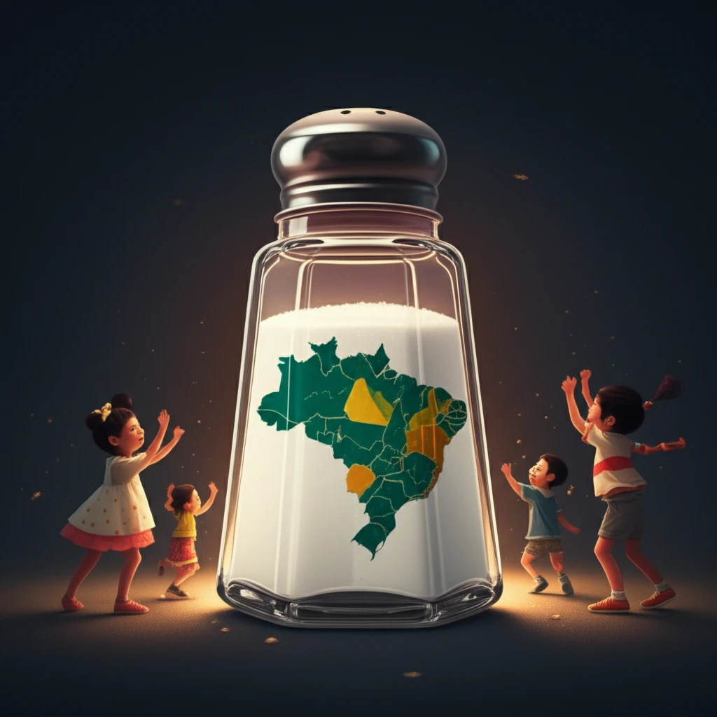 Iodine deficiency awareness graphic: A salt shaker map of Brazil.