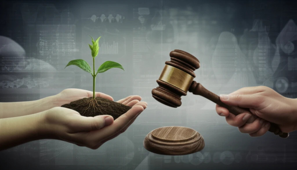 Hands symbolizing care and power influencing economic decisions.