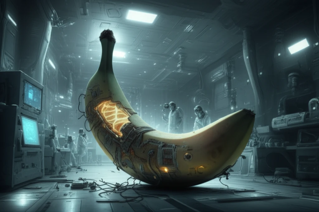 Genetically Modified Banana in Futuristic Lab