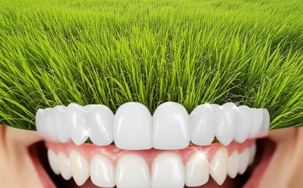 Lemongrass field with healthy teeth