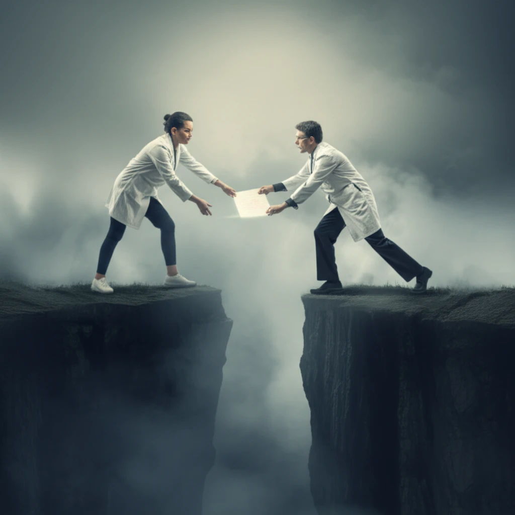 Symbolic image of doctors struggling to communicate in healthcare