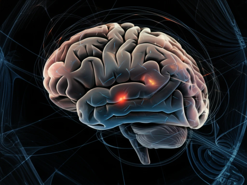 Surreal illustration of interconnected brain nodes representing math problems and cognitive interference.