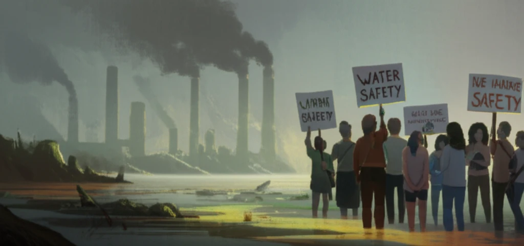 Environmental contamination in West Virginia. Factory pollutes water.
