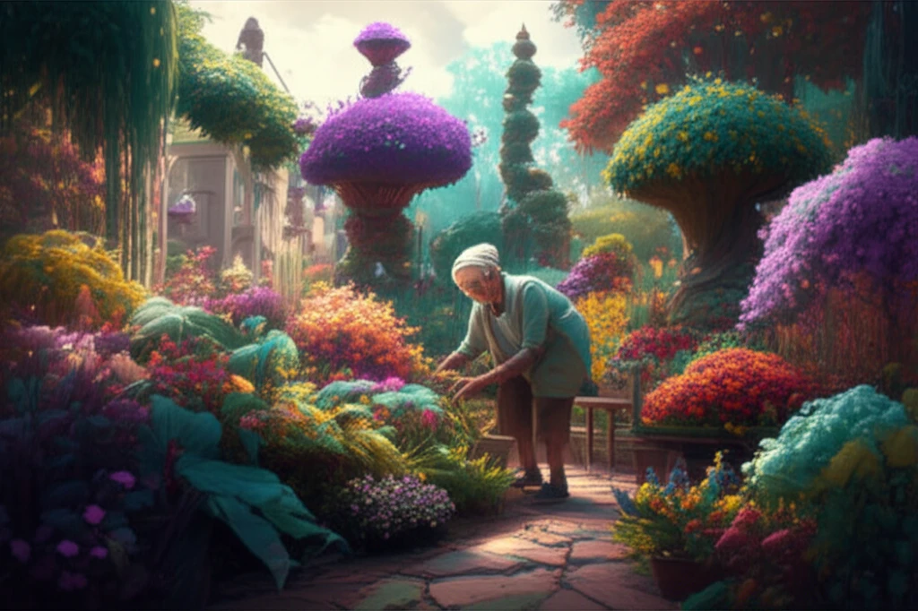 An elderly person tending to a garden, representing active and purposeful post-retirement life.