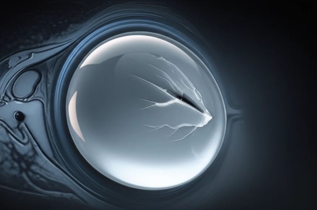 Breast implant with inner crack, MRI scan lines