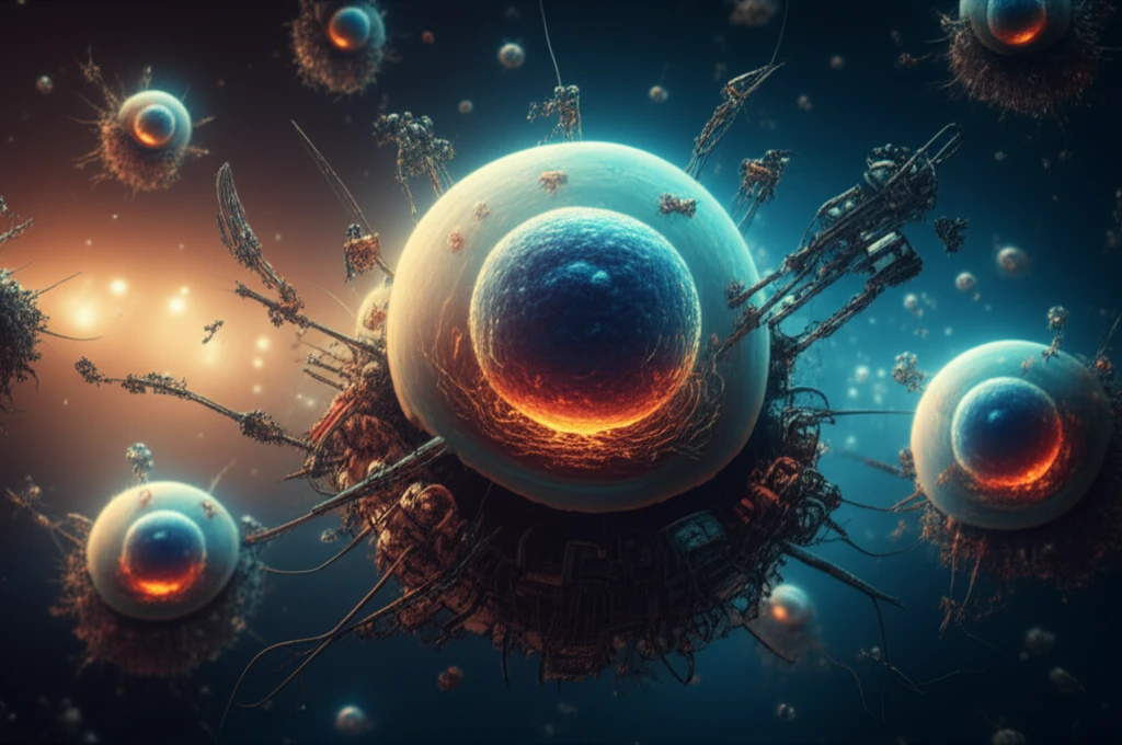 Microscopic robots building a human cell using nanotechnology.