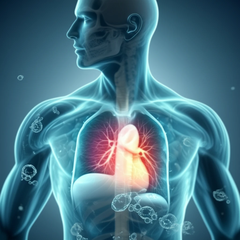 MRI scan of the mediastinum highlighting water molecule movement in tissues.