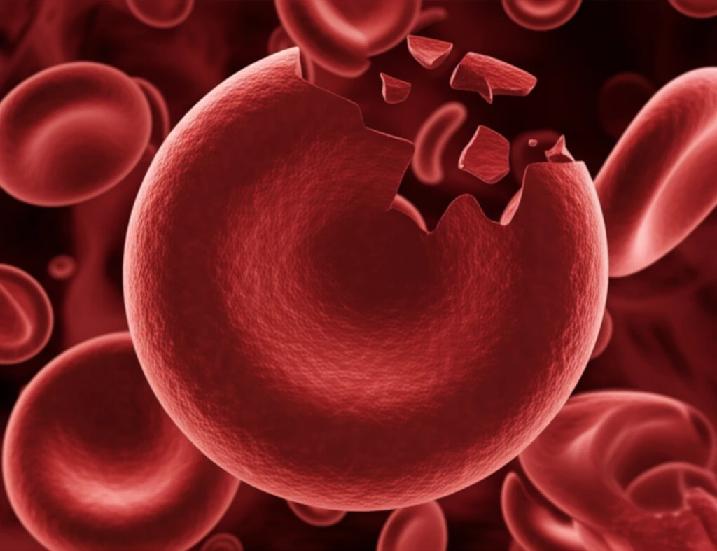 Illustration of a blood clot with a missing piece, symbolizing a genetic mutation.