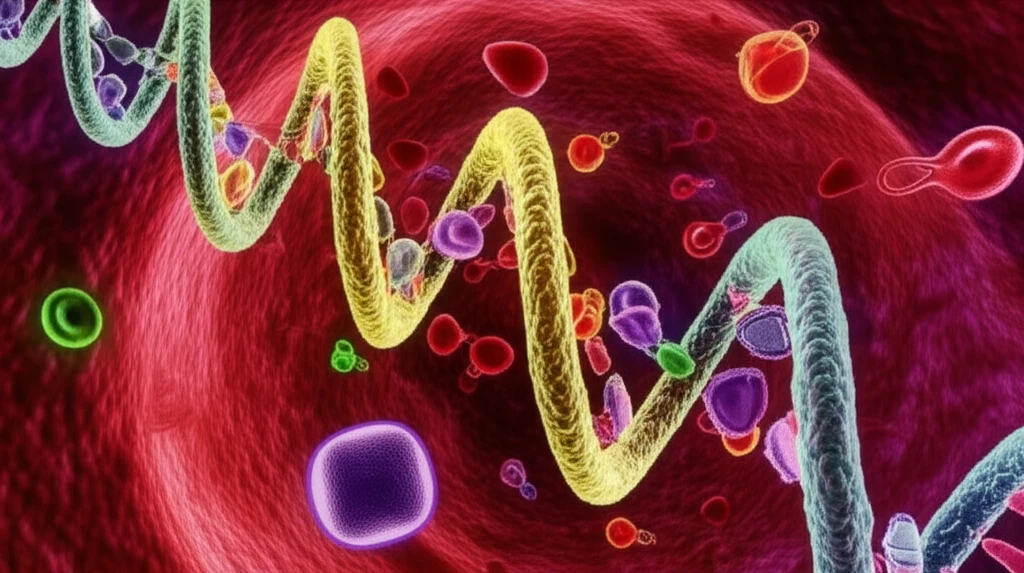 DNA strand in bloodstream representing liquid biopsy