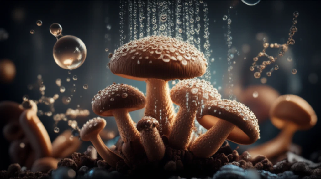 Shiitake mushrooms being extracted by water