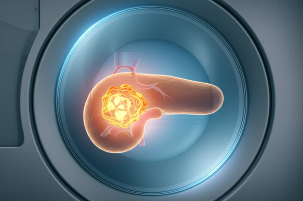 MRI scan revealing a pancreatic tumor.