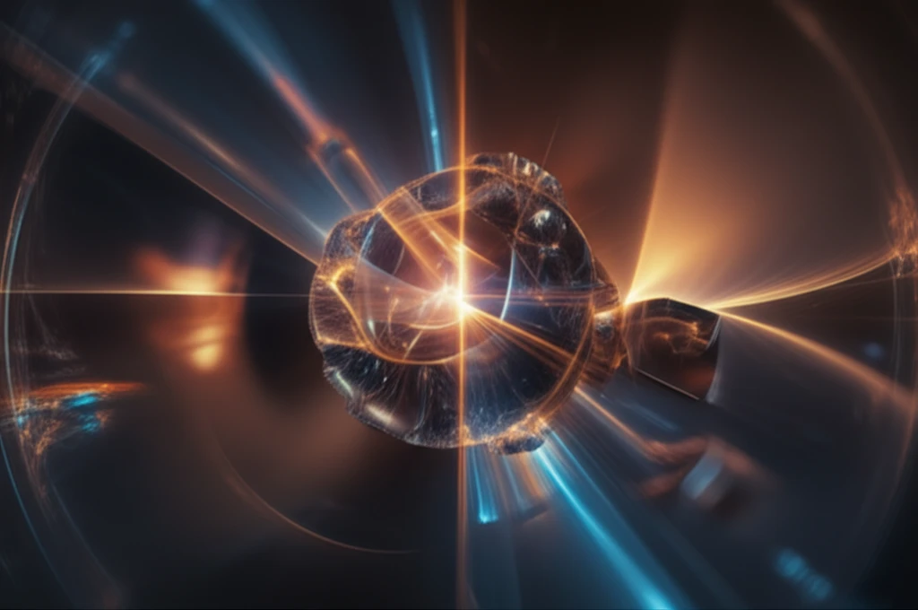 Illustration of light beams creating a clear microscopic image.