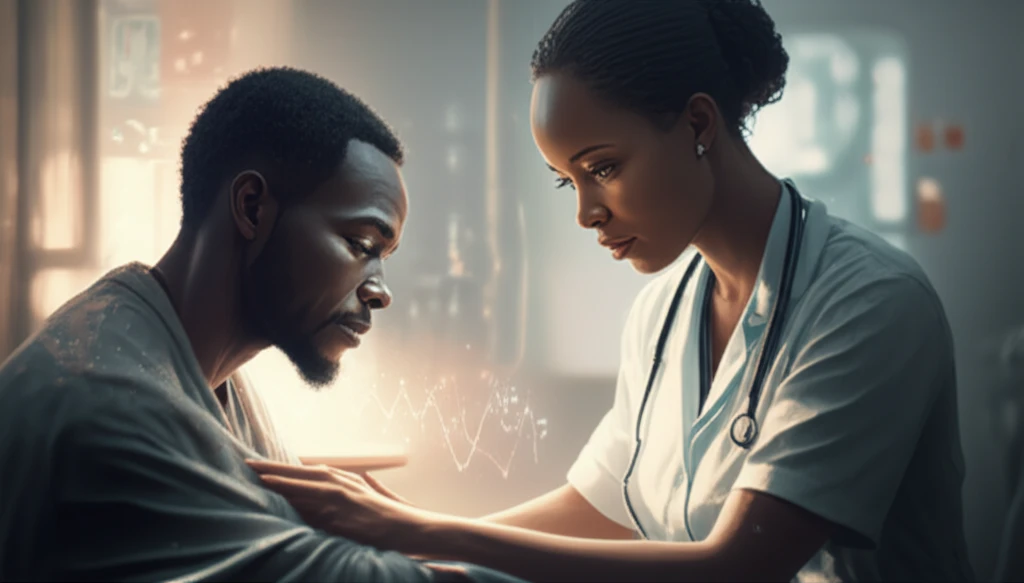 A healthcare worker provides compassionate care to a TB patient in Kampala, Uganda.