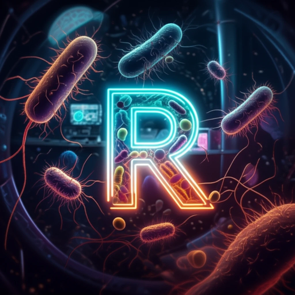 Symbolic representation of antibiotic resistance detection in a high-tech lab.
