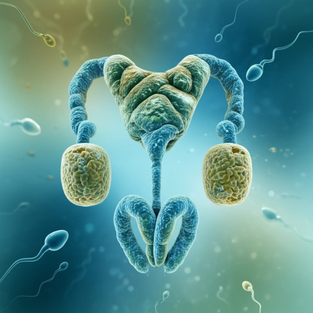 DNA strands forming reproductive organs, symbolizing fertility
