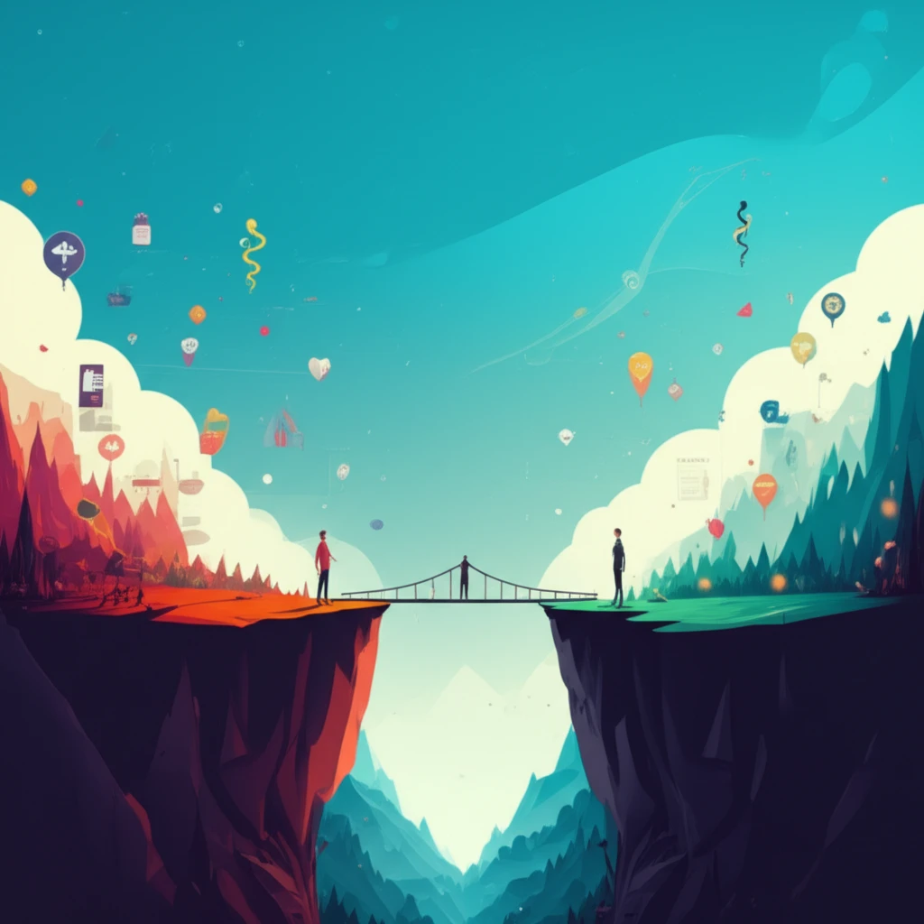 Symbolic illustration of the mortality gap, with a bridge connecting light and dark sides.