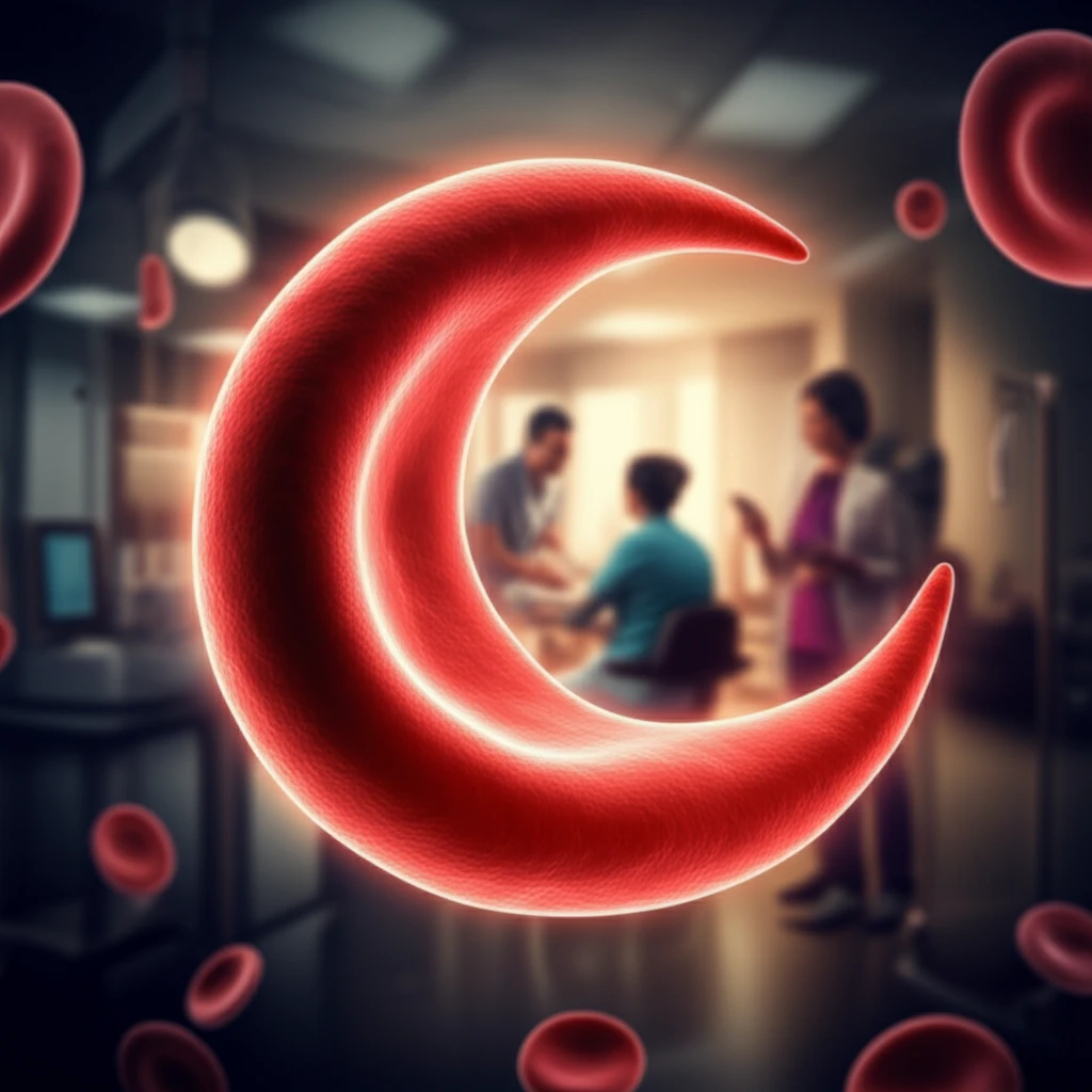 Surreal illustration of sickle cell anemia care.