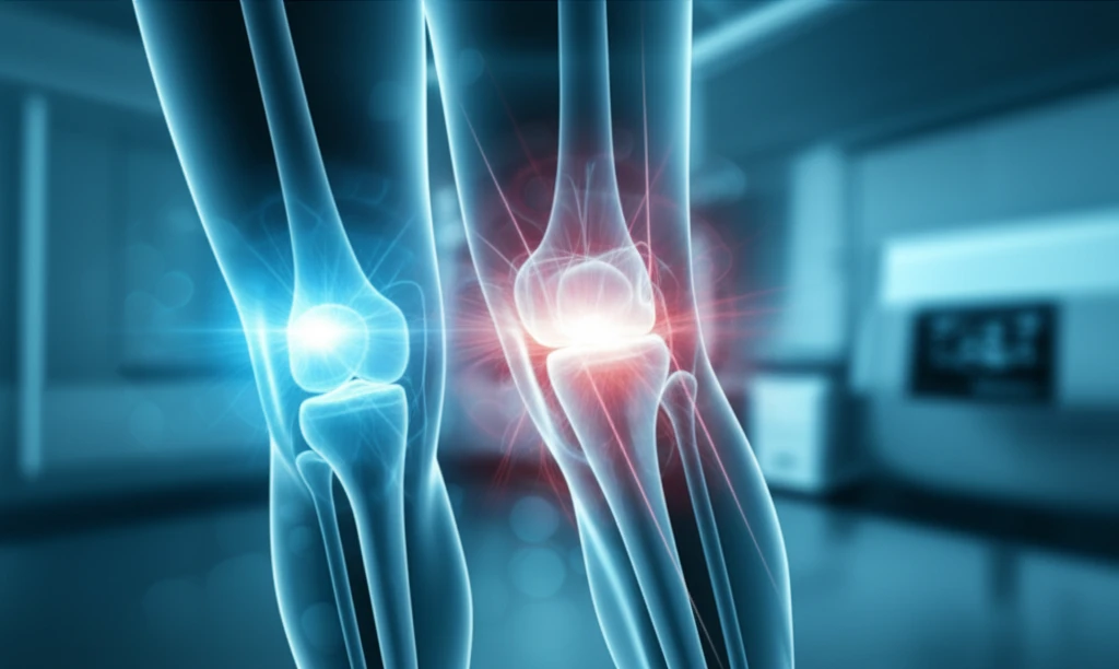 Illustration of ideal vs misaligned knee replacement.