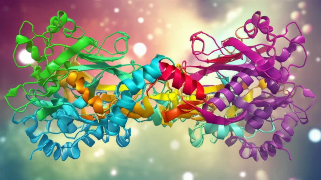 Illustration of symmetrical and asymmetrical intertwined protein chains.