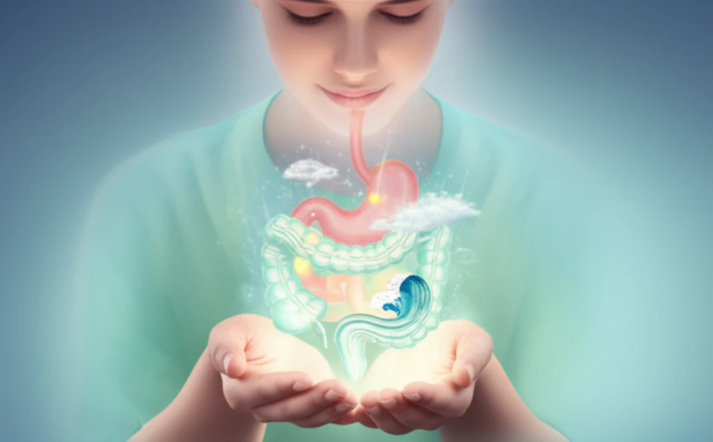 Surreal illustration of buspirone calming digestive system