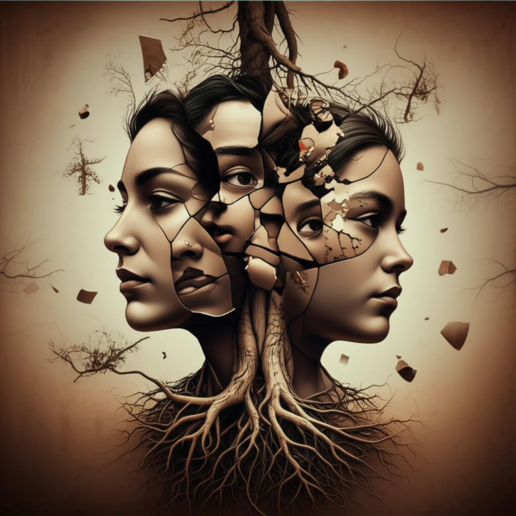 Fractured family portrait symbolizing decolonial thinking
