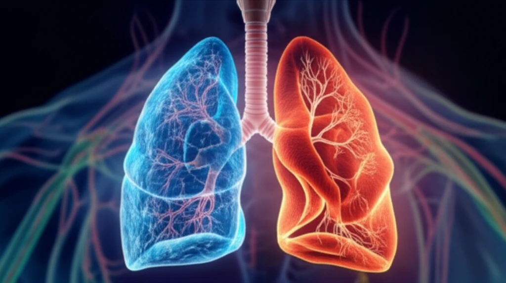 Illustration of lung cancer cell transformation symbolizing recovery.