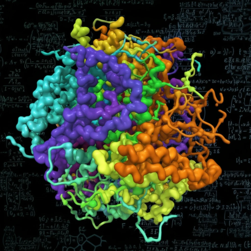 Abstract illustration of protein folding into a geometric shape.