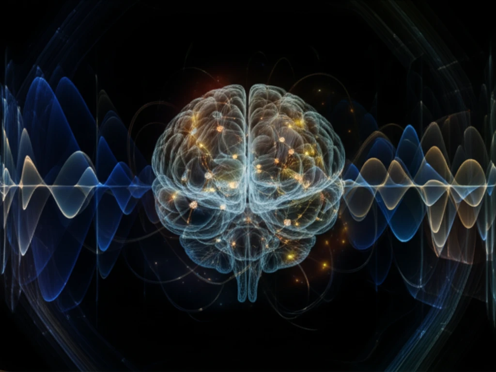 Brain with neural pathways forming a visibility graph, symbolizing speech processing and stuttering research.